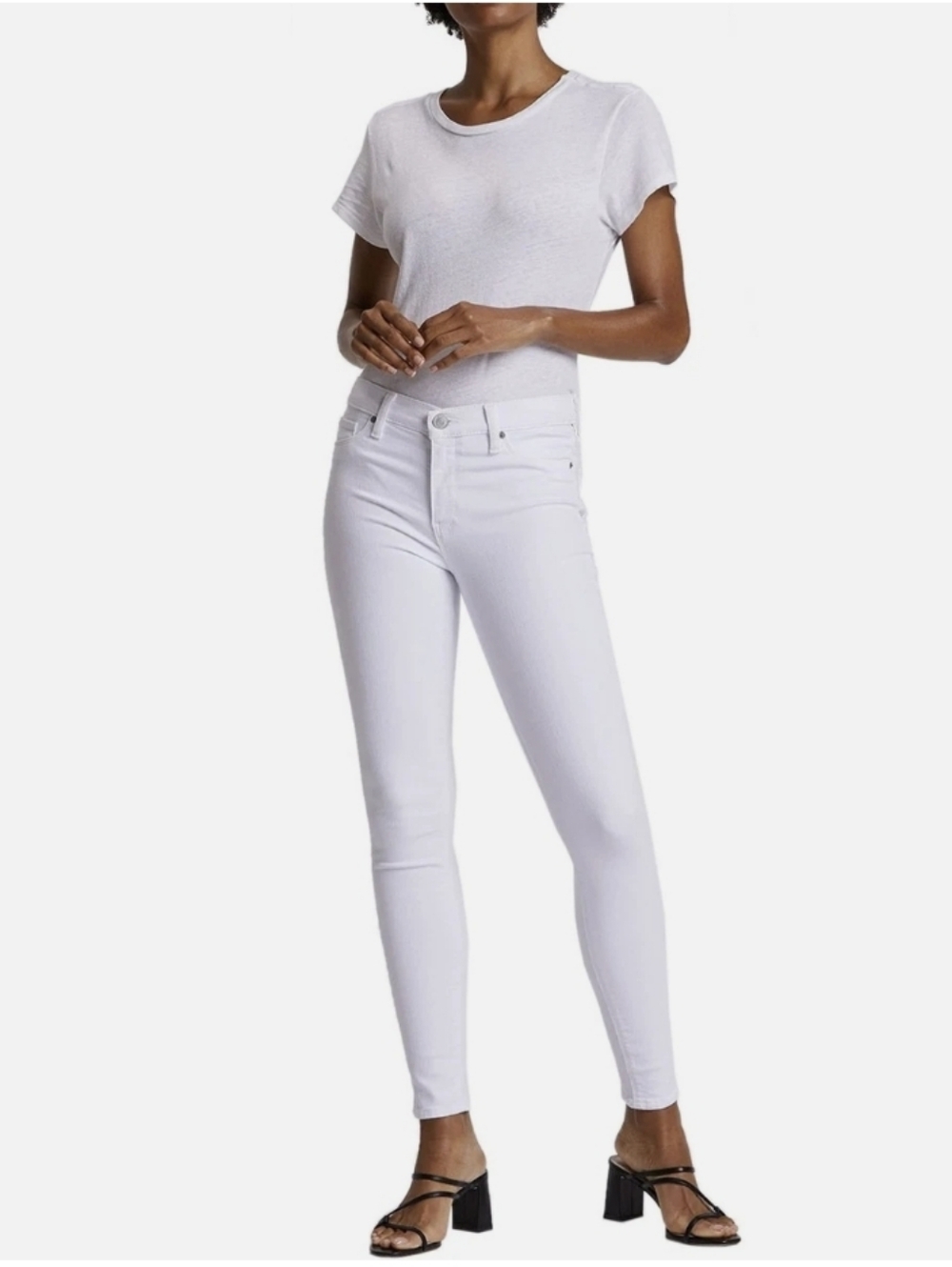 Hudson Nico Mid-Rise Rise Super Skinny Ankle Jean, White Size 33